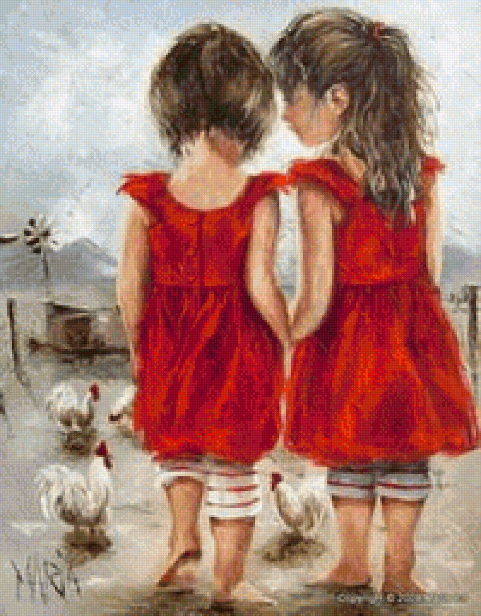 friends - girls, red dress, friends - предпросмотр