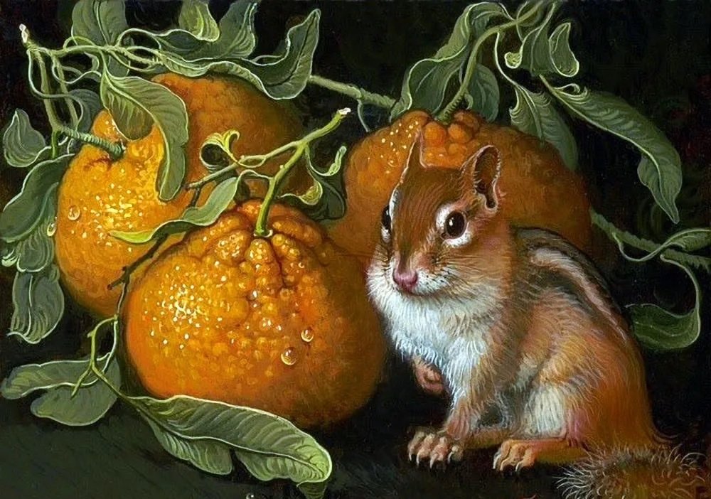 Esquilo. - animais.frutas. - оригинал