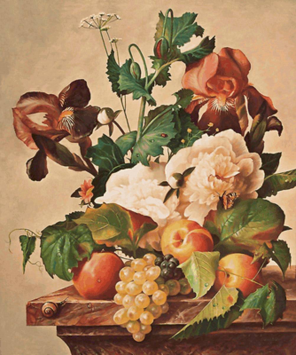 Серия "Натюрморт" - цветы, букет, натюрморт, фрукты - предпросмотр
