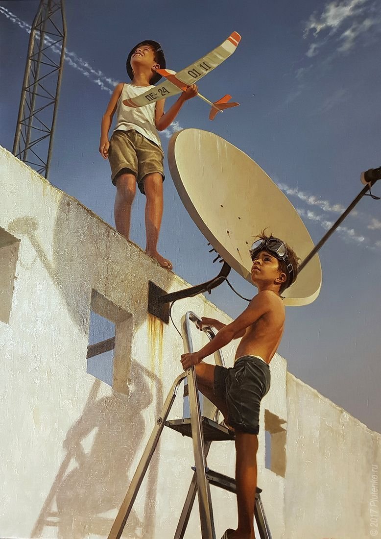 самолет худ. ст.плутенко - дети - оригинал