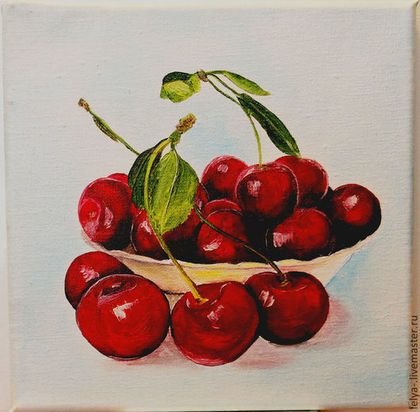 натюрморт - вишня, натюрморт - оригинал