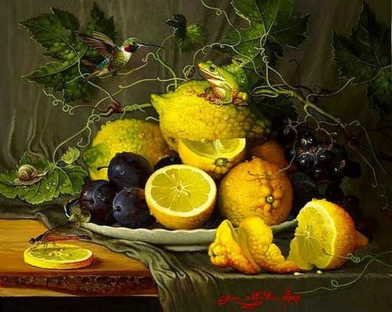 Натюрморты Яны Мовчан (Yana Movchan) - фрукты, натюрморт, картина, лимоны - оригинал