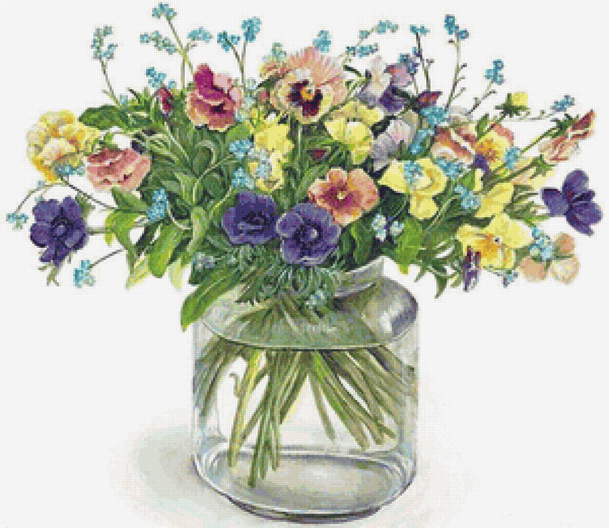 Букет - букет, анютины глазки, цветы, фиалки - предпросмотр