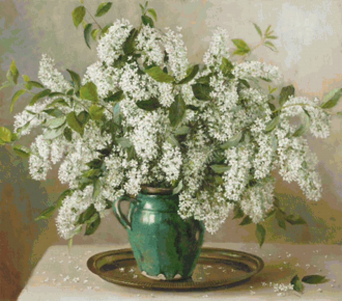 Худ. Вячеслав Ключников - черемуха, цветы, букет - предпросмотр