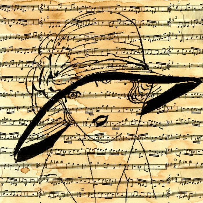 портрет - ноты, ретро, портрет - оригинал