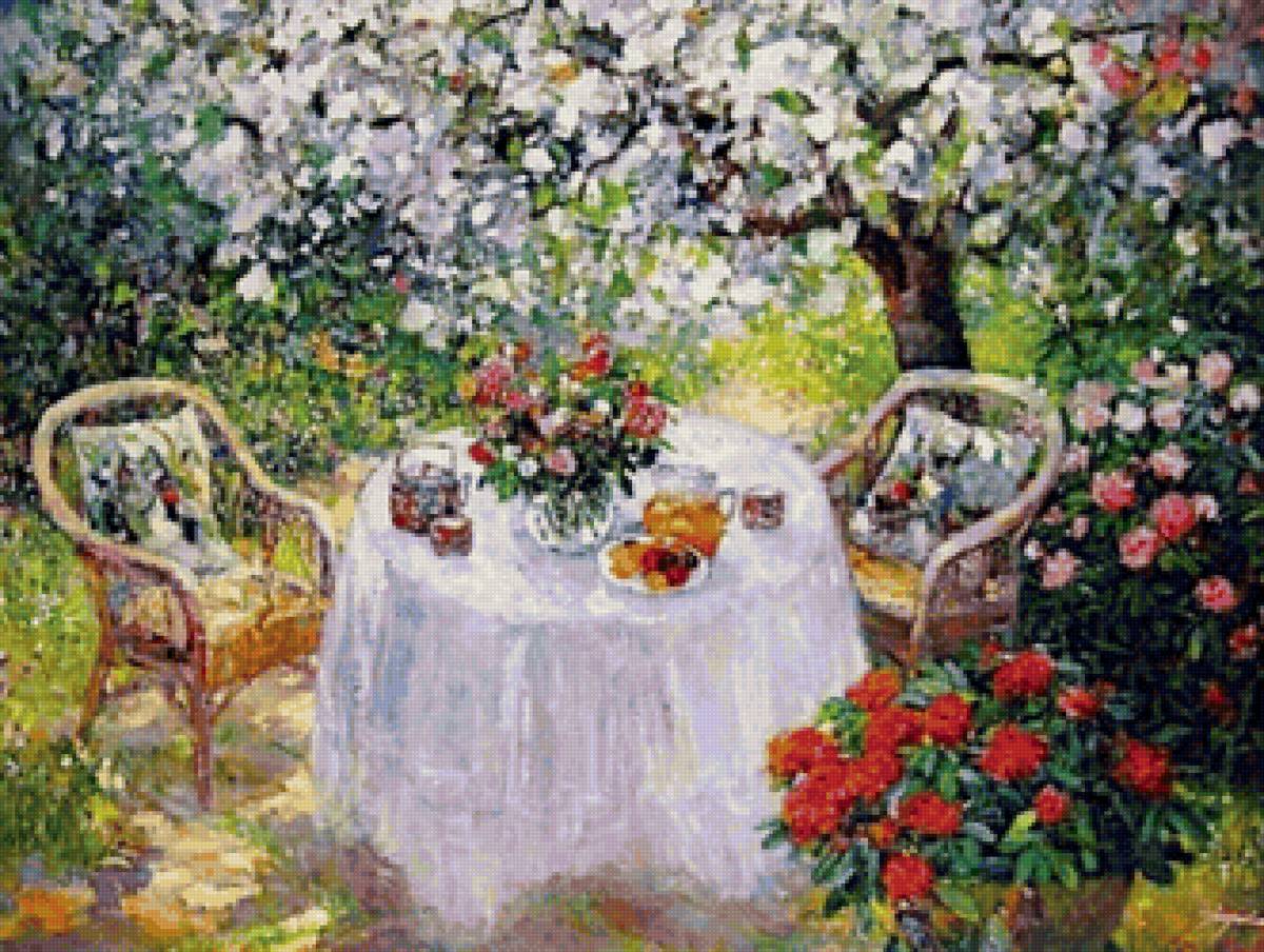 Чаепитие в саду. Тинян Чан - чай, сад, чаепитие - предпросмотр