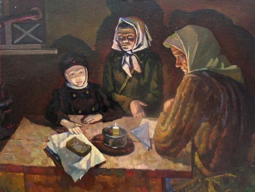 блокадный паёк - краюха хлеба. люди, ожидание, пнк - оригинал