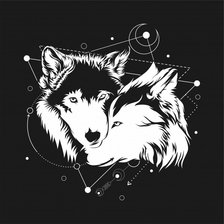 Схема вышивки «пара волков»