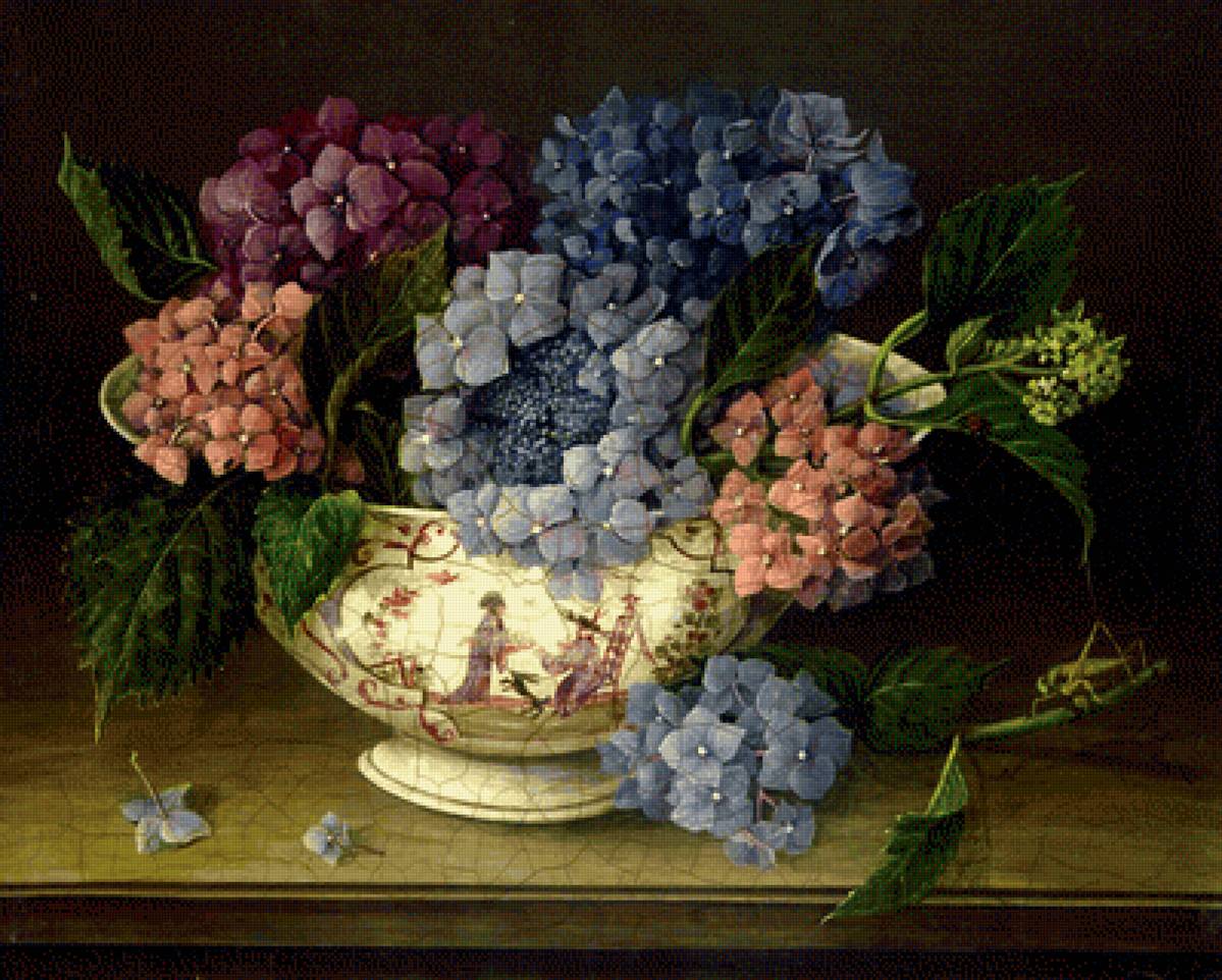 Гортензия в китайской вазе - картина - предпросмотр