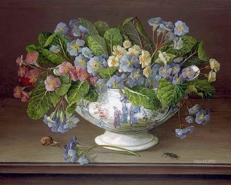 Примула в китайской вазе - картина - оригинал