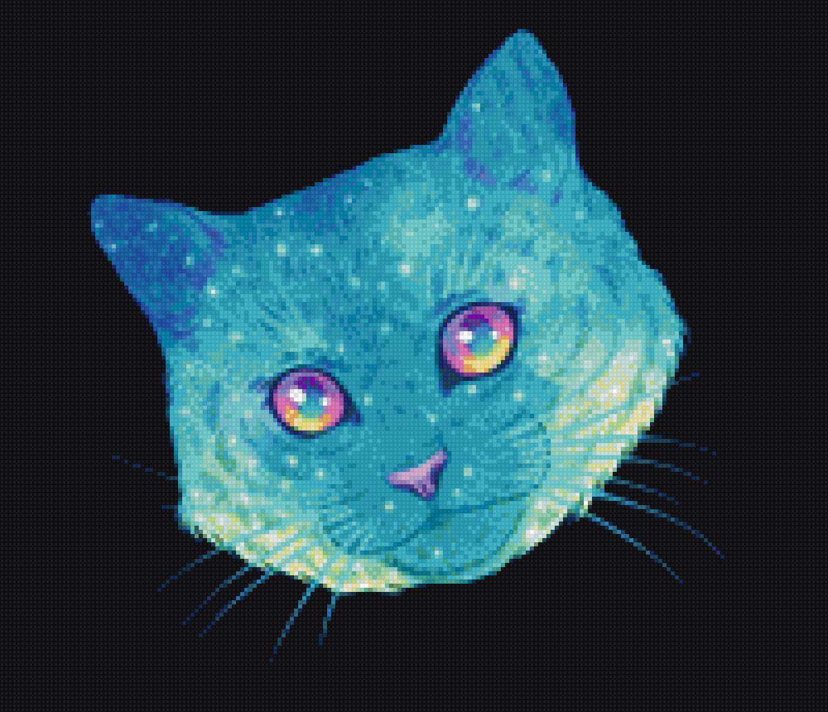 Кошка - яркие цвета, кошка, необычный кот - предпросмотр