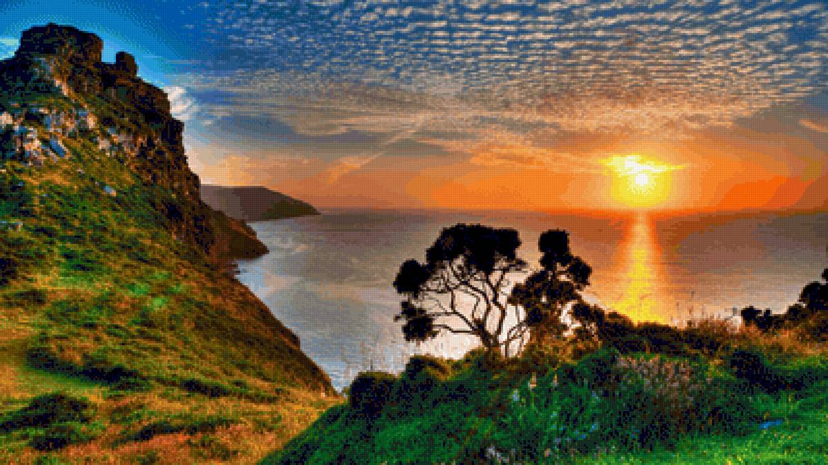 Закат - берег, закат, пейзаж, море, природа,  - предпросмотр