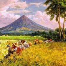 Оригинал схемы вышивки «1956 Rice Field near Mayon Volcano» (№2298879)
