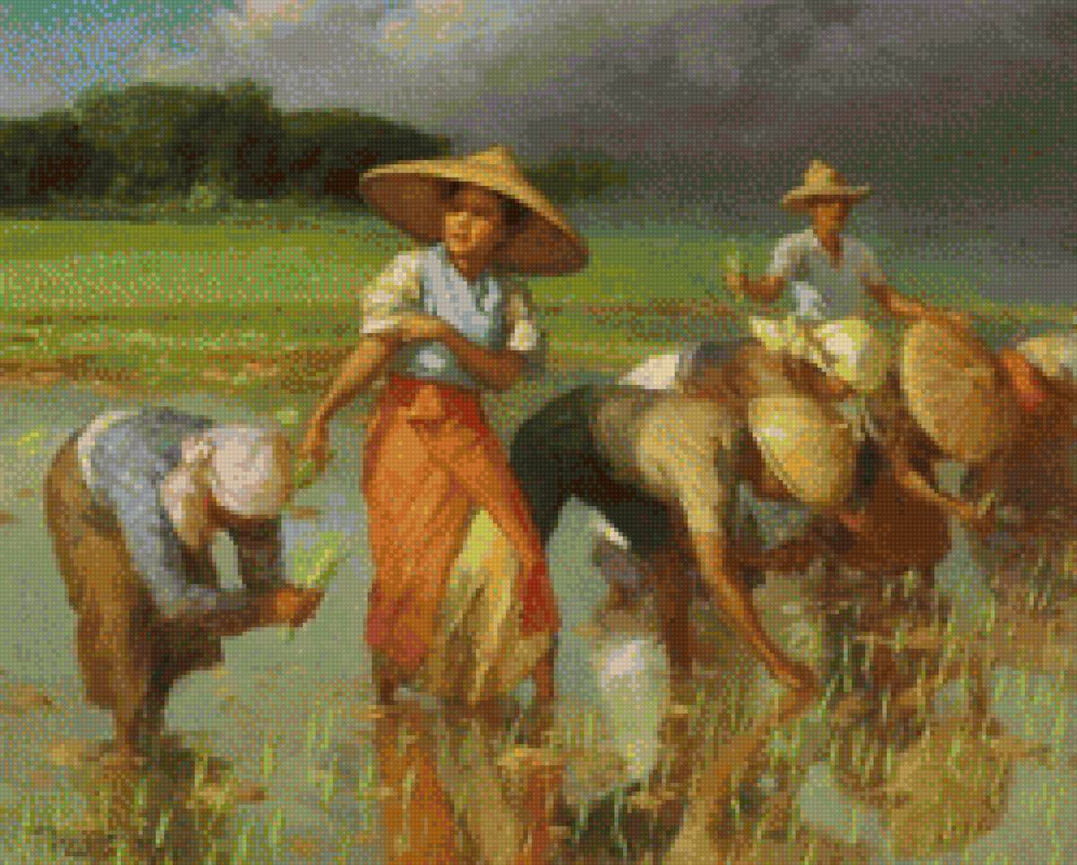 1947 Rice Planting - painting, amorsolo - предпросмотр