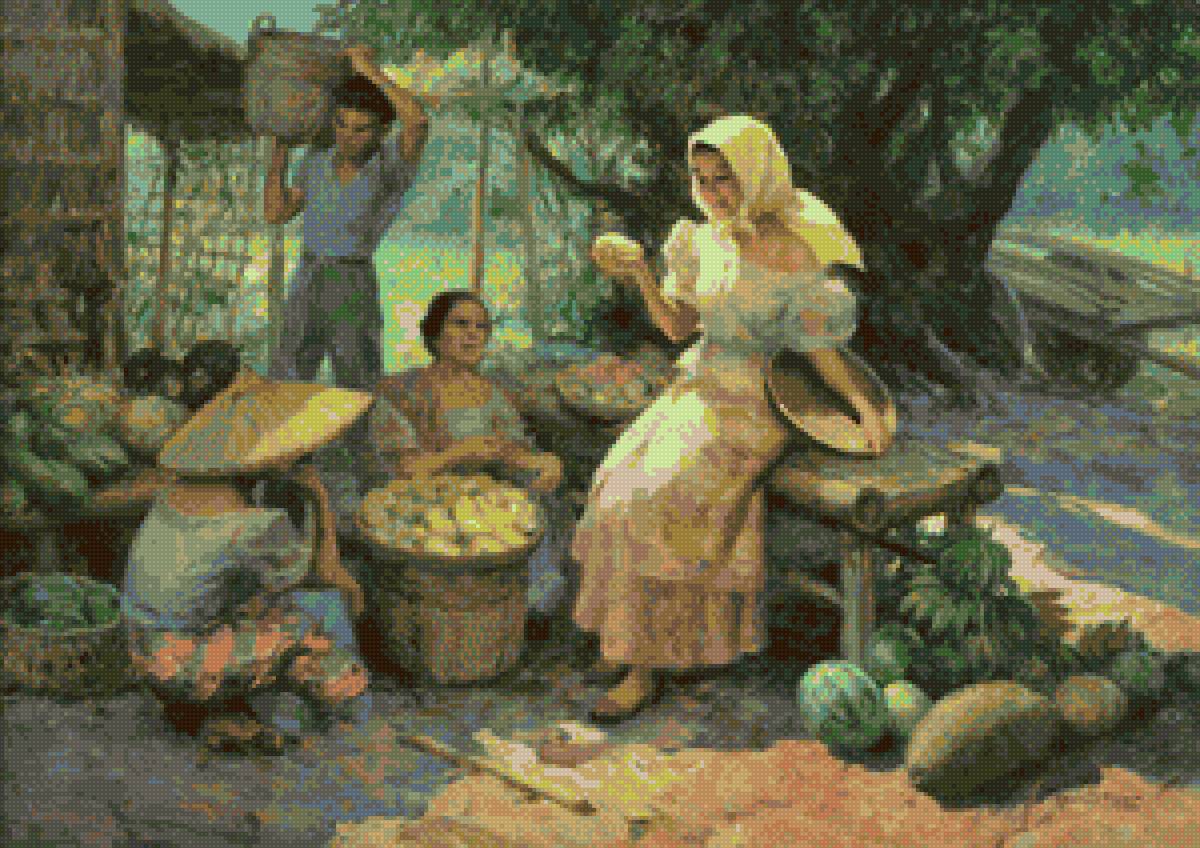 1954 Fruit Seller - painting, amorsolo - предпросмотр