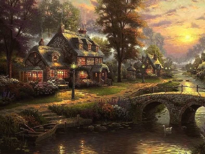 Дом у реки - вода, дом - оригинал