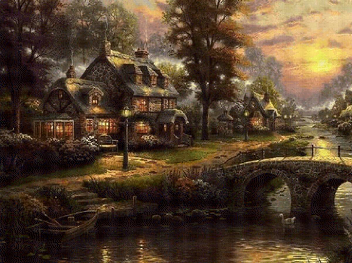 Дом у реки - дом, вода - предпросмотр