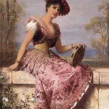 Схема вышивки «девушка в бубном»