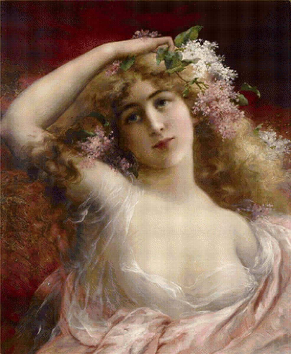 девушка с цветами - портрет - предпросмотр