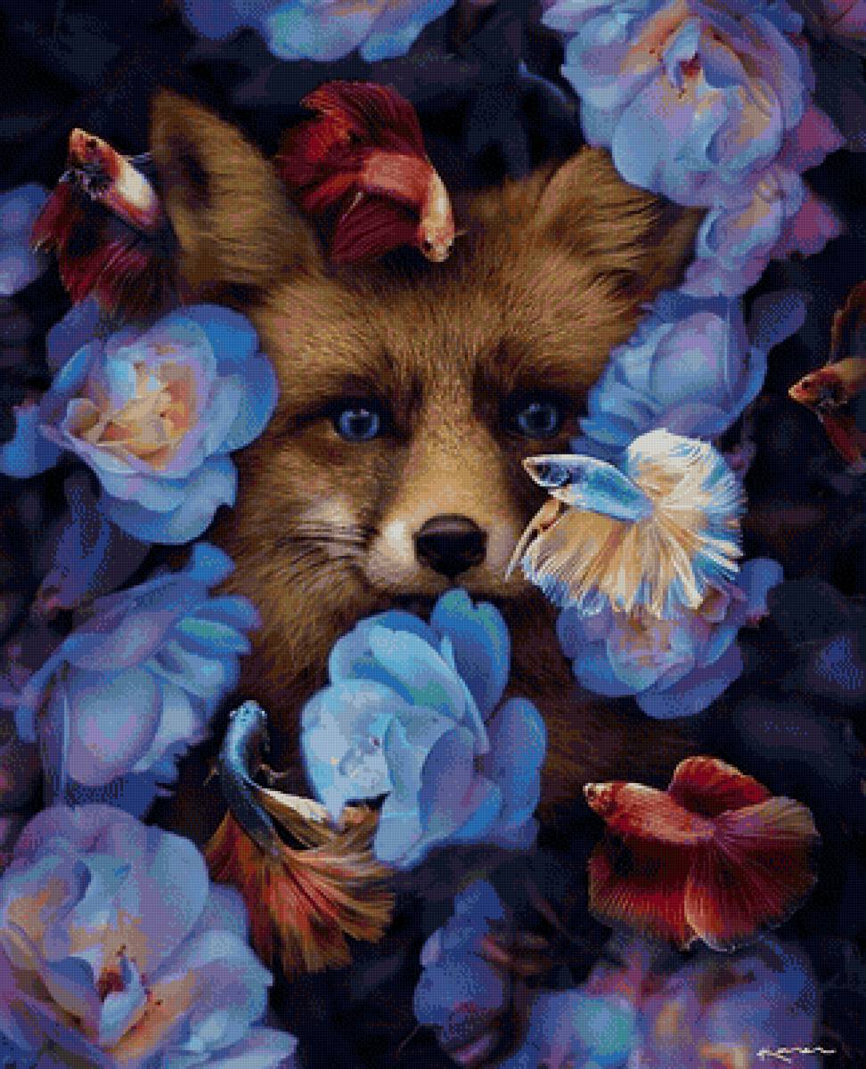 Рыжая - розы, рыбки, лиса - предпросмотр