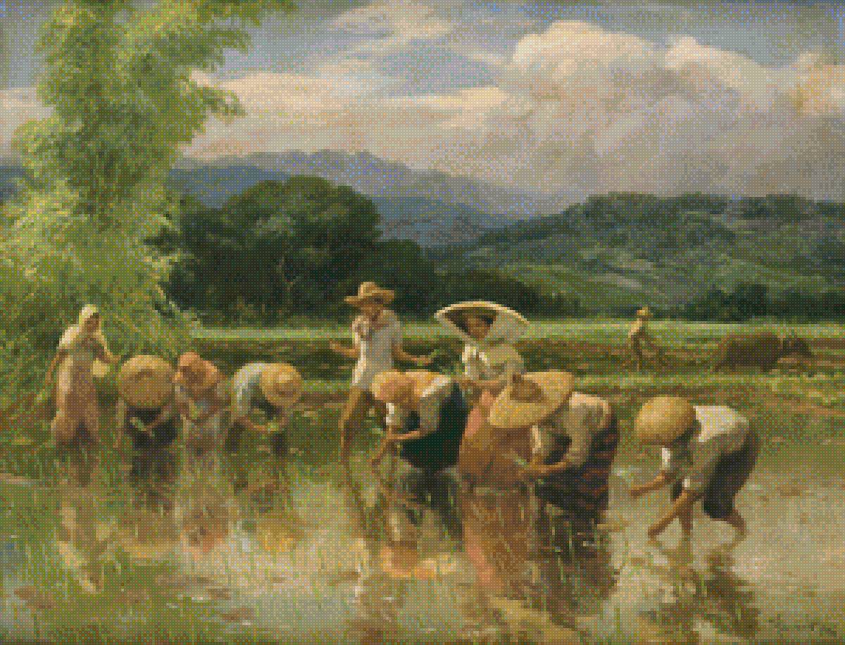 1956 Rice Planting - painting, amorsolo - предпросмотр