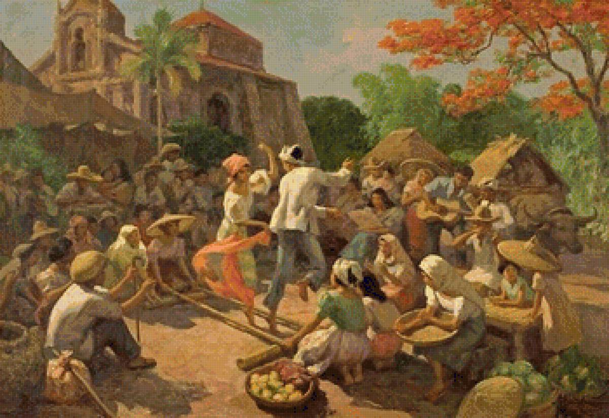 1951 Tinikling - amorsolo, painting - предпросмотр