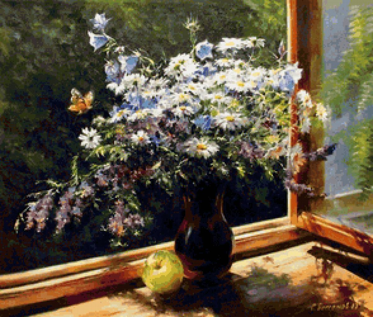 Букет на подоконнике - букет, цветы - предпросмотр