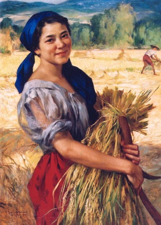 1920 Farm Girl - amorsolo, lady - оригинал