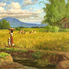 Оригинал схемы вышивки «1938 Rice Field near Mount Pinatubo» (№2300536)