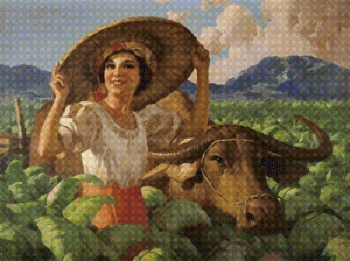 1940 Woman in Tobacco Field - lady, amorsolo - предпросмотр