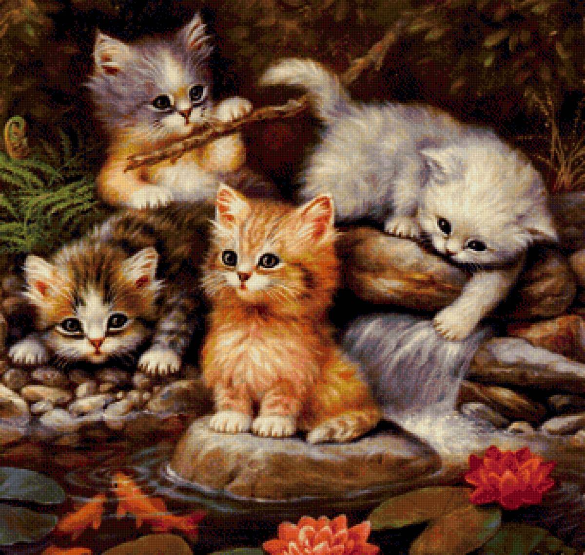 Кошечки живые. Красивые котята. Кошка с котятами. Мигающие котята. Картина животные.