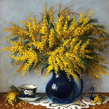 Схема вышивки «Натюрморт с мимозой»