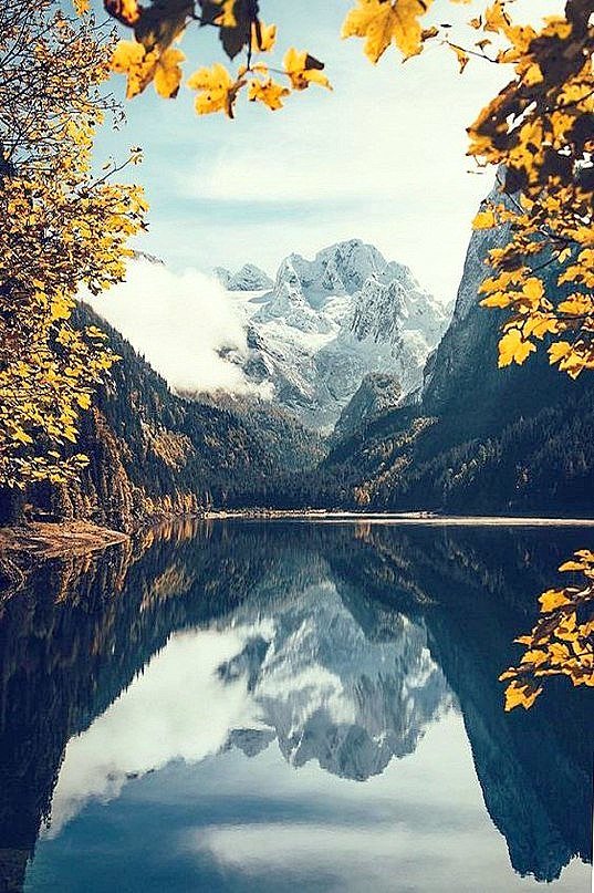 Горный пейзаж - осень, пейзаж, лес, горы, природа, озеро - оригинал