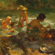 Оригинал схемы вышивки «1941 Bathing and Cooking by the River» (№2301420)