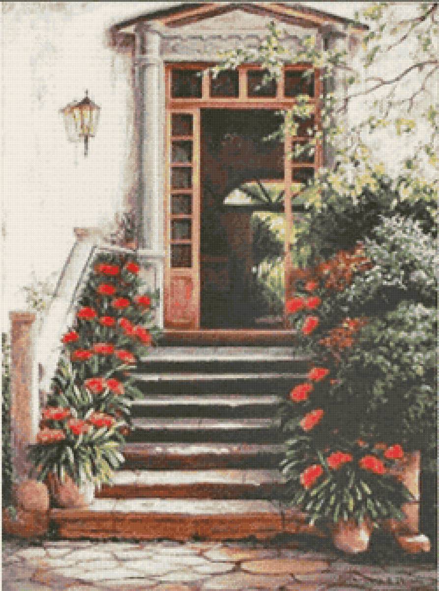 bf door series - door, landscape, flowers - предпросмотр