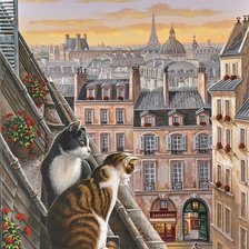 Схема вышивки «коты на крыше»