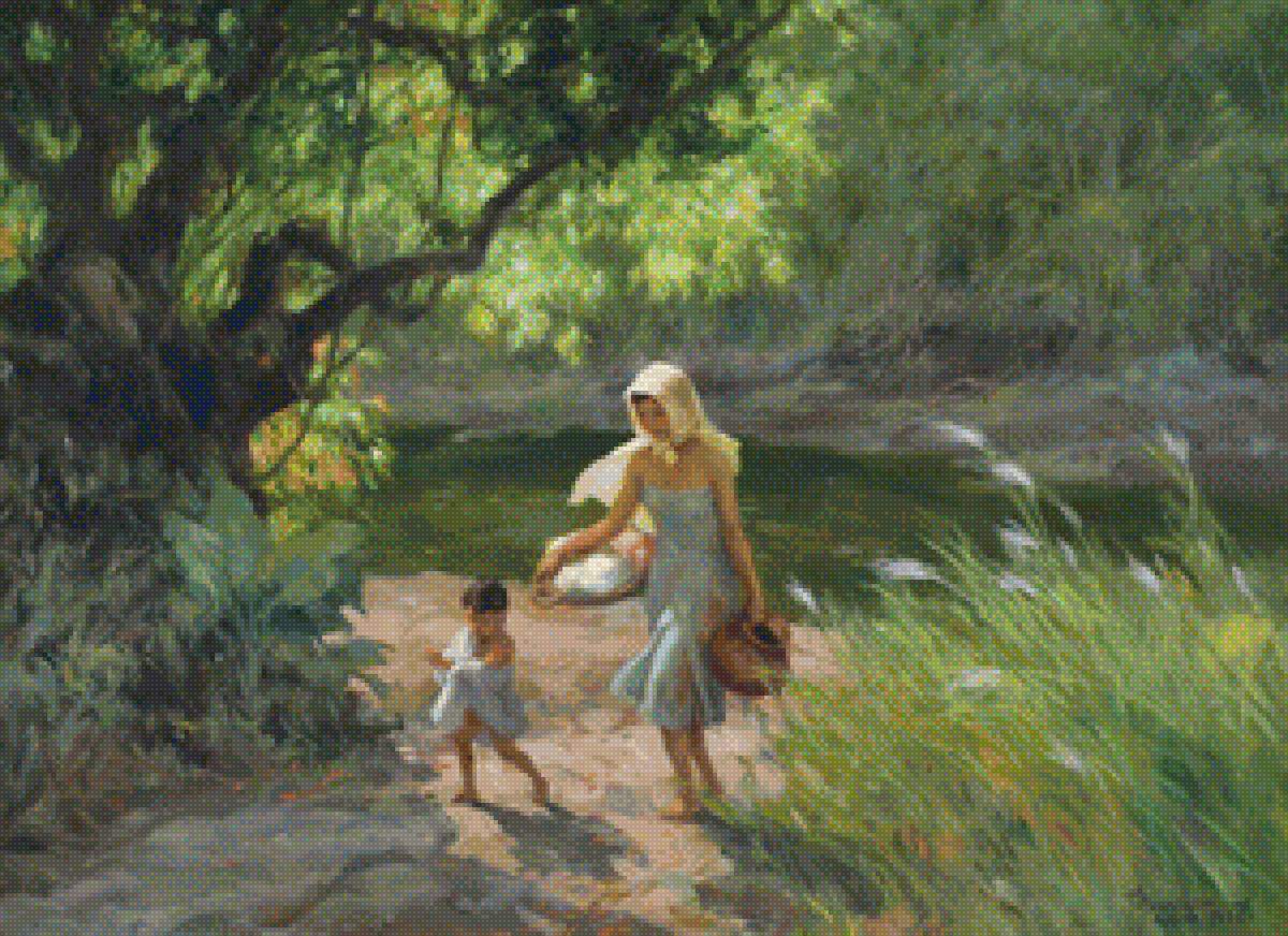 1958 Mother and Child - amorsolo, painting - предпросмотр