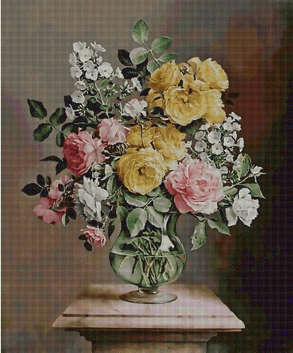 bouquet flores - flores, jarron - предпросмотр
