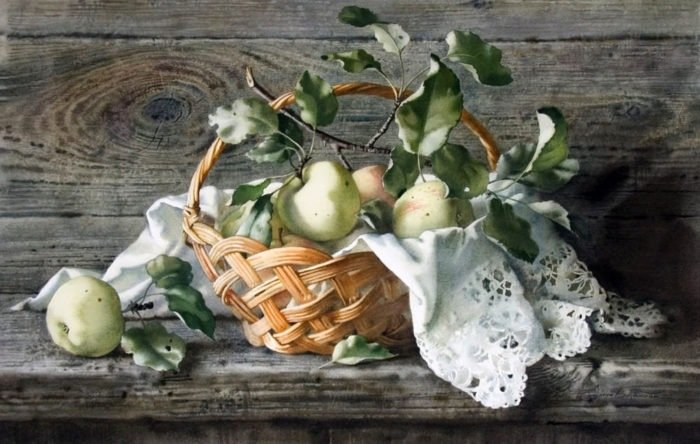 Е.Базанова - ябдоки, натюрморт, кухня - оригинал