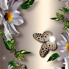Схема вышивки «Бабочка с цветами»
