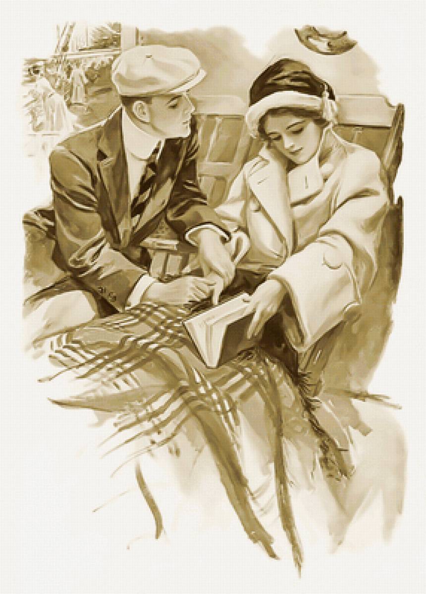 Серия "Ретро". Девушки Фишера. Вариант 2 - ретро, пара - предпросмотр