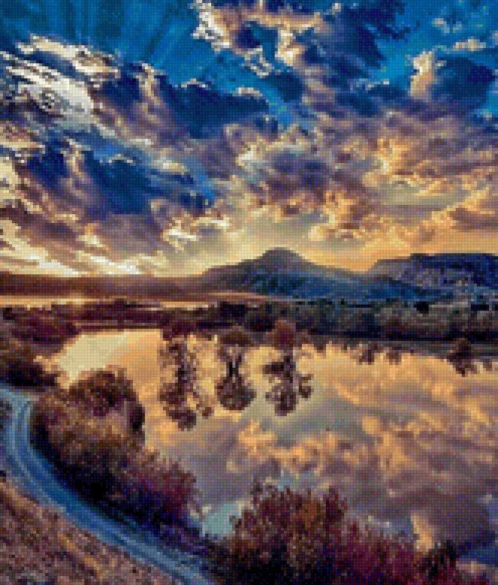 Отражение в воде - небо, отражение, вода, озеро - предпросмотр