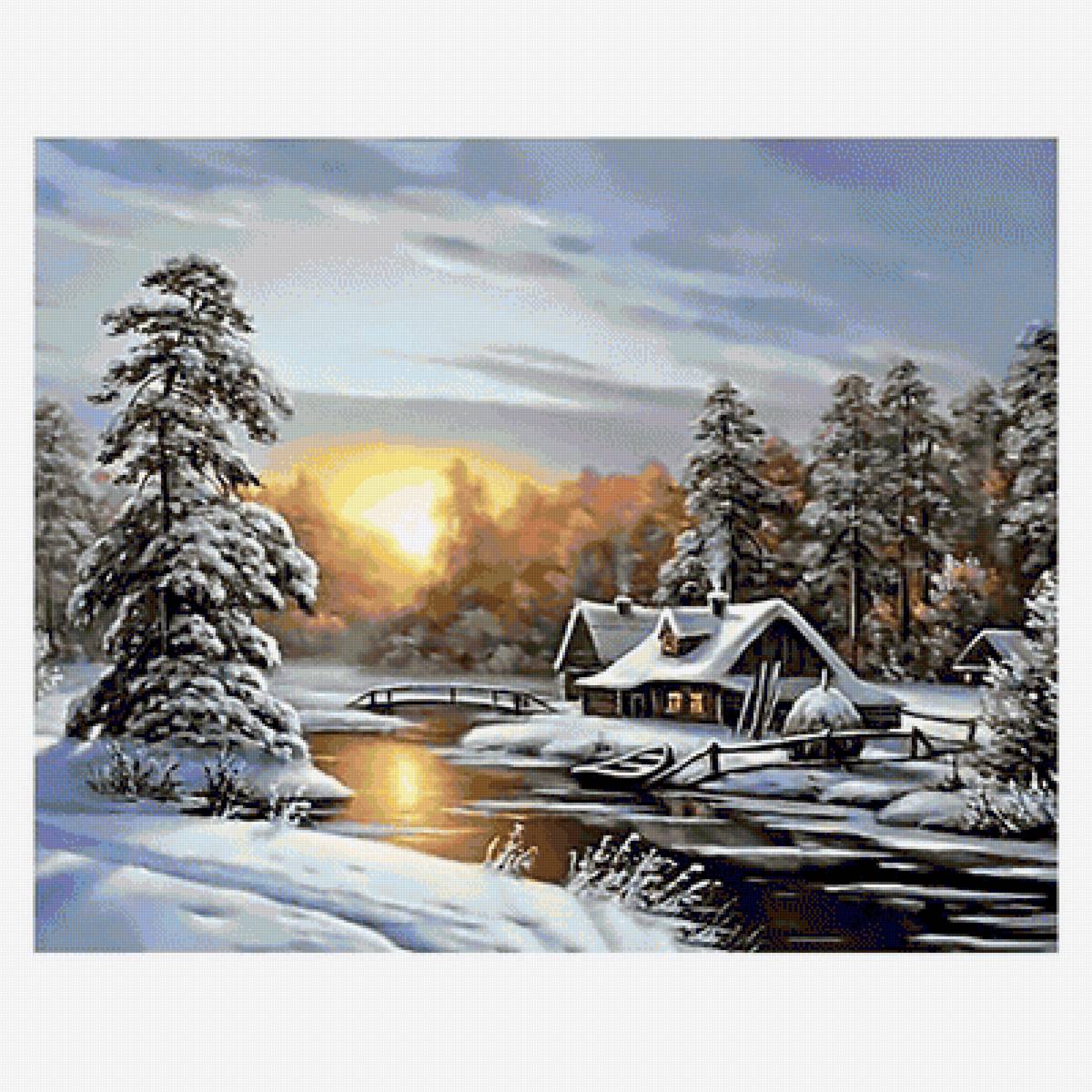 zimowy wschód słońca - предпросмотр