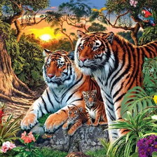 Оригинал схемы вышивки «Тигры и тигрята» (№2307726)