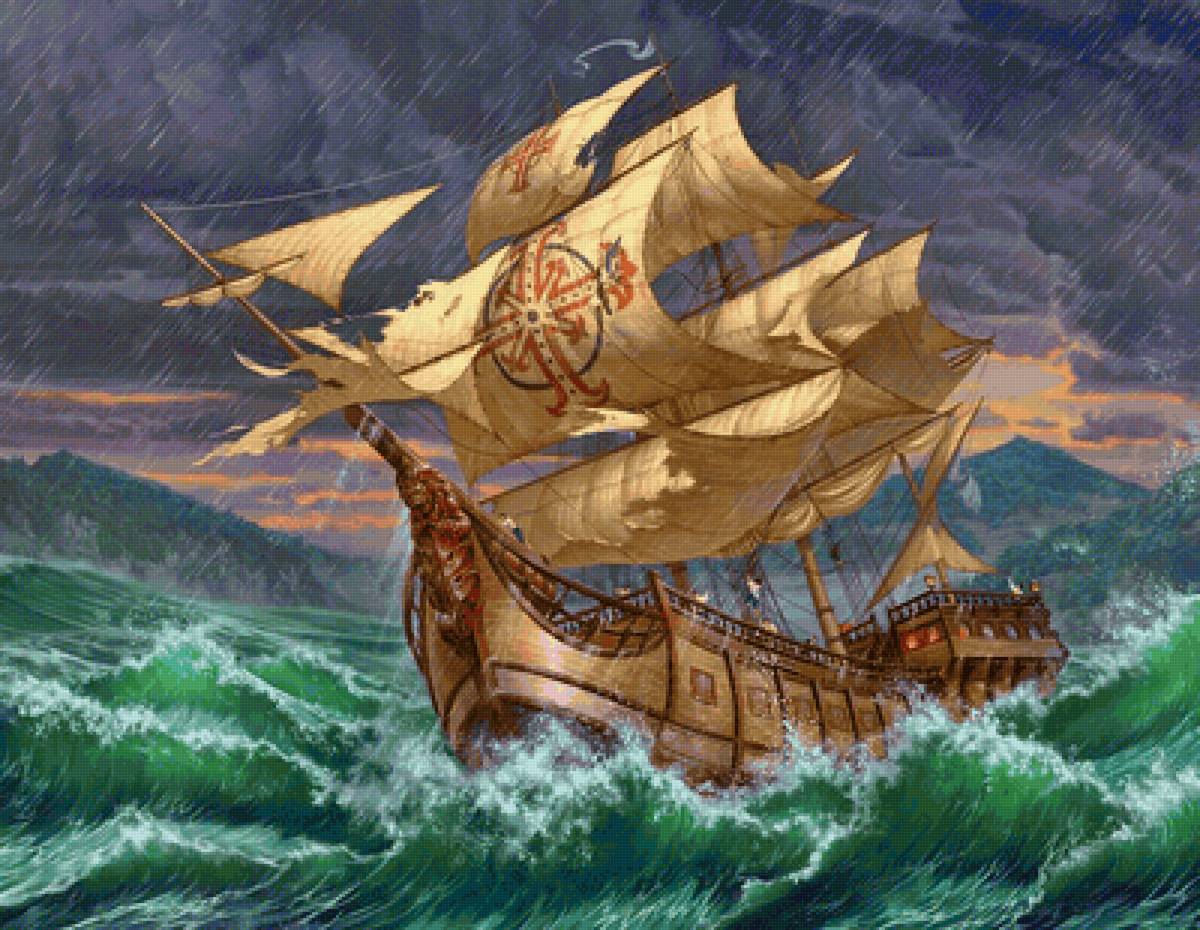 Navio medieval. - mar .embarcação., navio - предпросмотр