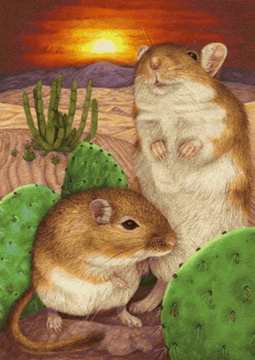 Ratos. - cactos, fantasia., deserto, ratos - предпросмотр