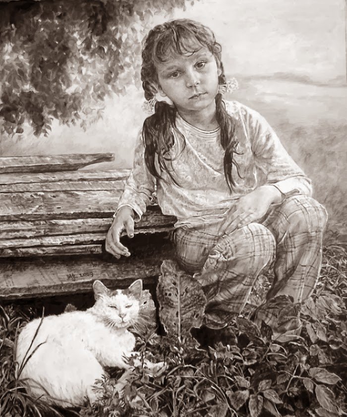 девочка с котом худ.М.Зелда - гамма, м.зелда - оригинал