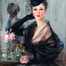 Схема вышивки «Дама в черном»