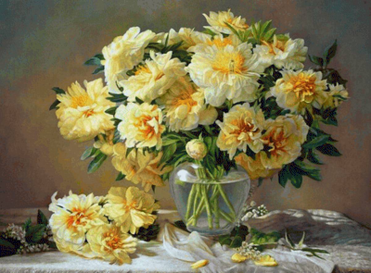 Пионы - желтые пионы, цветы - предпросмотр