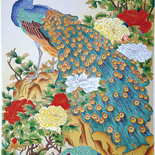 Схема вышивки «pavone e peonie»